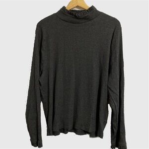J.Crew gray knit ruffle mock neck top